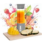 Amazon Basics Portable Hand Blender for Smoothies and Juices | USB Rechargeable | 6 Stainless Steel Blades | 500 ml Food Grade Jar | 1 year Warranty | 2×2000 mAh Batteries (Grey)
