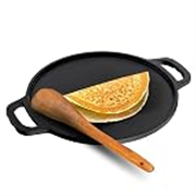 Lifelong Cast Iron Dosa Tawa with Wooden Spatula for Dosa, Uttapam & Chapati | 30 cm, 2.5kg | Tawa & Spatula Set | Pre Seasoned, Non-Toxic, Non-Stick & Teflon Free | Gas & Induction Stove-Friendly