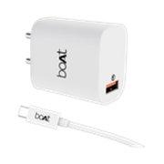 boAt 18W Power WCD QC3A Charger combo (Type C ) (White, Cable Included)
