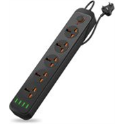 Portronics Power Plate 6 2500W with 4 Port + 5 Socket Extension Boards (Black, 3 m, With USB Port)