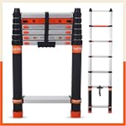 Bathla 6.5ft Aluminium Telescopic Ladder | 2-Year Manufacturer Warranty | Portable & Compact | Made in India (7 Steps – 2m) – Foldable Multipurpose Step Ladder for Home & Outdoor use