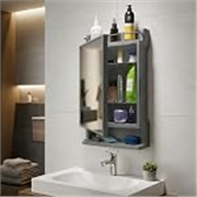 CIPLA PLAST Rich Look Bathroom Cabinet with Mirror | Storage Organiser | Strong Plastic Bathroom Shelves Wall Mounted | Bathroom Accessories| Mirror Cabinet- (Made in India) (Metallic Grey)