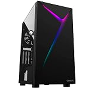 GAMDIAS Argus E4 Mid Tower PC Cabinet with RGB Light Strips at Front and Panoramic Tempered Glass Panel
