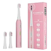 Hammer Ultra Flow Electric Toothbrush and 3 Replaceable Brush Heads for Men and Women, 6 Brushing Modes, Rechargeable Battery, Waterproof, 31000 Strokes per Minute, Super-Soft Bristles, Electric Toothbrush (Pink)