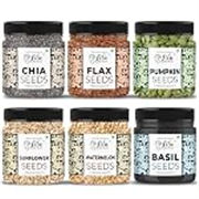 LILA DRY FRUITS 6 Superseed Combo (Basil, Chia, Sunflower, Watermelon, Pumpkin & Flax) 6 x 150 Gms Healthy Combo for Immunity Weight Loss Mix Seeds for Diet Superfood Snacks Perfect for Gifting