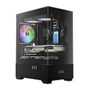 GAMDIAS Aura GC9M Black | Micro Tower Cabinet | Supports Micro-ATX、Mini-ITX | 3 PRE Installed ARGB Fans | Black