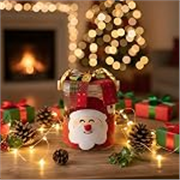 Crackles Christmas Party Decoration Jar with Santa & Snowman Face | Decorative Storage Jar for Gifts for Candies & Party Décor | Xmas Decoration Item Pack of 1