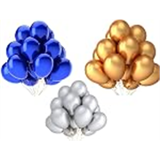 MADE IN INDIA 10inch Metallic Balloons for Birthday Decoration/Anniversary Party Decoration(Gold + Silver + Blue,Pack of 50)