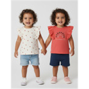 Nauti Nati Girls Pack of 2 White & Red Printed Tops