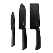 Lifelong High-Carbon Stainless Steel Knife Set of 3 with Protective Cover | Non-Slip PP Handle, Black Color Coated, Sharp Edge for Professional Cutting, Chopping, Dicing & Slicing at Home & Restaurant