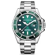 Giordano Resolute Collection Analogue Watch for Man with Green Dial and Silver Steel Strap Wrist Watches for Men, with Steel Strap & Rotating Bezel GD-50006-22