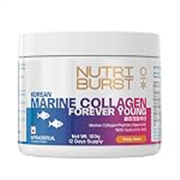 Nutriburst Korean Marine Collagen Powder | Marine Collagen Peptides (Type I & III) with Hyaluronic Acid | 8g High Absorption Collagen per Serving | Orange Flavour | For Skin, Hair, Nails & Joint Support | For Men and Women | 100g