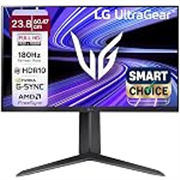 LG 24GS65F Smartchoice 60.47cm (23.8Inch) Ultragear FHD (1920×1080) IPS Gaming Monitor, 180Hz, 1ms, NVIDIA G-SYNC Compatible, AMD FreeSync, DP, HDMI, Tilt/Height/Pivot Adjustable, Anti-Glare (Black)