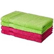 Solimo 100% Cotton 4 Piece Hand Towel Set, 500 GSM (Spring Green and Paradise Pink)