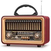 PRUNUS J-170 Retro Vintage Radio with Bluetooth Rich Bass Stereo Sound, Radios Portable AM FM SW, Rechargeable Speaker with TWS Pairing, Loud Volume,BT5.0, Micro SD Card & MP3 Player for Home Party