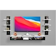 Odestar Engineered Wood Wall Mounted TV Unit, with TV Stand Unit Wall Shelf for Living Room (Black & White) | 32 Inch TV