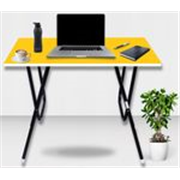 EuroQon Fold Space Saver Foldable Engineered Wood Study Table (Free Standing, Finish Color – Yellow, Pre-assembled)