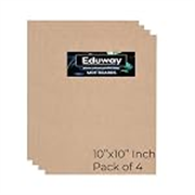 Eduway 10×10 Inch MDF Art Canvas, Pack of 4 – Premium Cardboard Material for Artists, 4mm Thick, Off-White, Acrylic Paint, 25×25 cm
