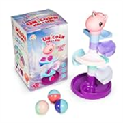 Ratna’s Unicorn Roll & Spin Toy with Squeezy Head, Spiral Ball Track Stacking Tower, 3 Colorful Rolling Balls, 35 cm Height, Educational Toys for 6+ Month Old Baby