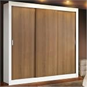 Madesa 3 Sliding Doors Wardrobe Ample Storage Wooden Almirah 170 Cm with Shelves, Drawers and Hanging Units for Bedroom – White/Brown
