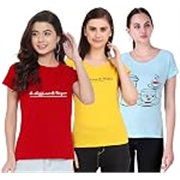 NIVIK, Printed Cotton t-Shirts for Women, Combo Pack of 3