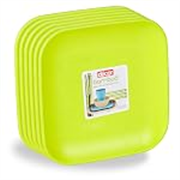 Décor EcoLite Bamboo Dinner Plates | Non Toxic Reusable Dishwasher Safe Dinner Plates | Eco-Friendly Large Size Dinnerware Gift Set – Set of 6, Lime