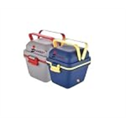 Stainless Steel Lunch Box, 3 Compartments with Spoon, Leak-Proof Food Container with Push Lock Handle, Blue, 25 x 18 x 6.5 cm