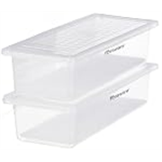 Floraware Plastic Fridge Storage Box, Multipurpose Box With Drain Plate At Bottom 1400Ml Bpa Free, Transparant, Pack Of 2
