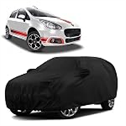 Sulfar 100% Water Resistant Car Body Cover Compatible with Mirror & Antenna Pockets for Fiat Abarth Punto (Triple Stitched, Full Bottom Elastic, Black)