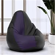 Bean Bag Chair Cover | Size: 0XL | Color: Black Indigo | Without Beans | Premium Leatherette Cover (CMF 0305)
