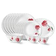 Larah by Borosil Belle Fluted Series Opalware Dinner Set | 21 Pieces for Family of 6 | Microwave & Dishwasher Safe | Bone-Ash Free | Crockery Set for Dining & Gifting | Plates & Bowls | White