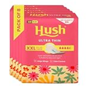Hush Ultrathin Sanitary Pads | 320mm | Super Absorption | Large Wings | Odour Lock | Comfortable & Long-Lasting Protection | Pack of 8 | XXL | 48 Sanitary Pads