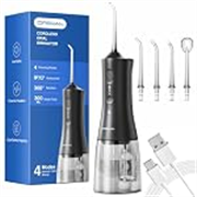 Operan Water Picks, 4 Modes Travel Water Flosser Kit with 4 Tips, 300ml Portable Cordless Water Flosser for Teeth and Braces Care, Black, 1 Pack