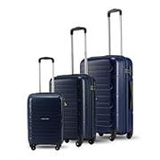 SNITCH Loop 3Pc Set Blue Polypropylene Hard Travel Suitcase – Suitcase for Travel Set of 3 & Luggage with 4 Wheels, Secure Lock & Free Shoe Bag