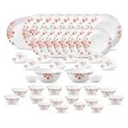 La Opala Classique Opalware Dinner Set, 53 Pcs, for Family of 8, Aster Pink | Microwave & Dishwasher Safe, Bone-Ash Free, Crockery Set for Dining & Gifting, Break-Resistant, Lightweight, Made in India