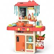MiniExplorer Kitchen Set for Kids, Big Kitchen Playset with Sound & Light and Cooking Stove,44 Pcs Toy Kitchen Accessories with Running Water, Pretend Play Cooking Set for Girls Boys Ages 3+