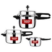 Butterfly Cordial 2L, 3L & 5L SS Pressure Cooker Combo | Stainless Steel | Induction & Gas Stove Compatible| ISI Certified| Triple Safety System| Silver