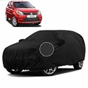 Sulfar 100% Waterproof Car Body Cover Compatible with Mirror for Maruti Suzuki Alto 800 (Triple Stitched, Full Bottom Elastic, Black-TB)