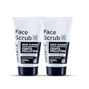 Ustraa Face Scrub for Men – 2 x 100g – with Activated charcoal, Tahitian Volcanic Sand & Walnut Granules – Great for Exfoliating skin & facial detox, Fights blackheads – For All Skin type (Set of 2)