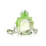 Clazkit 2-in-1 Cute Bear Shaped Water Bottle with Straw & Adjustable Strap | Leakproof Kids Sipper Bottle | BPA-Free Reusable Water Bottle for School, Travel & Outdoor Use – 900ml (Green)
