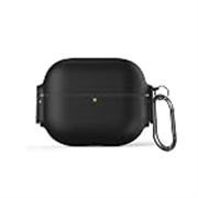 Amazon Basics Stylish Shock-Absorbing Protective Case with Keychain for AirPods Pro Gen 1 & Gen 2 | Visible Front LED | Sophisticate Design (Black)