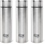 cello Ozone ISI Certified Single Wall Leakproof & Rustproof 1000 ml Stainless Steel Bottle (Pack of 3, Silver)