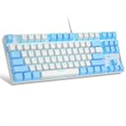 MageGee 75% Mechanical Gaming Keyboard with Red Switch, Led Blue Backlit Keyboard, 87 Keys Compact Tkl Wired Computer Keyboard for Windows Laptop Pc Gamer – White/Blue