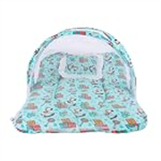 Bumtum Baby Horse Mosquito Net & Neck Pillow, Baby Gadda Set for New Born, 0-6 Month, Printed Baby Bedding, Sleeping Bed of 71cm x 47cm x 5cm, Sky Blue, Cotton, Free Size