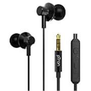 pTron Pride Lite in-Ear Wired in Ear Earphones with in-line Mic, 10mm Driver, Immersive Sound, Metal Buds, Compatible with 3.5mm Aux Port Device & 1.2m Tangle-Free Cable (Metallic Black)
