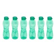 PEARLPET Trinity BPA-Free Plastic Water Bottle Set |Lightweight, Leak-Proof & Freezer Safe – Pack of 6 (1000ml Each), Green
