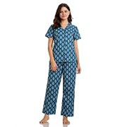 Myx Women Cotton Shirt and Relaxed Pajama Set | Night Suit Set (Available in Plus Sizes)