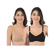 Softline Women’s Cotton Blend Wire-Free Non-Padded | Full Coverage Bra Combo | Comfortable & Breathable Everyday Wear (Pack of 2)