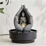 Home Centre Alpine Modern Polyresin Buddha in Palm Water Fountain – 22x27cm