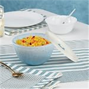 Borosil 500ml Serving & Mixing Bowl with Lid | Made in India Borosilicate Glass Bowl for Kitchen & Dinning | Bowl for Mixing Dough, Salad, Batter | Microwave & Dishwasher Safe (Blue)